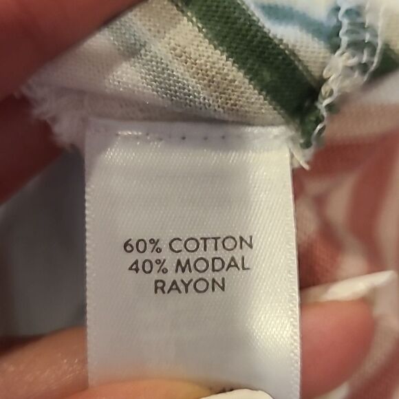 J jill womens Green, red,, tan and white stripped cotton dress with pockets - Picture 4 of 5